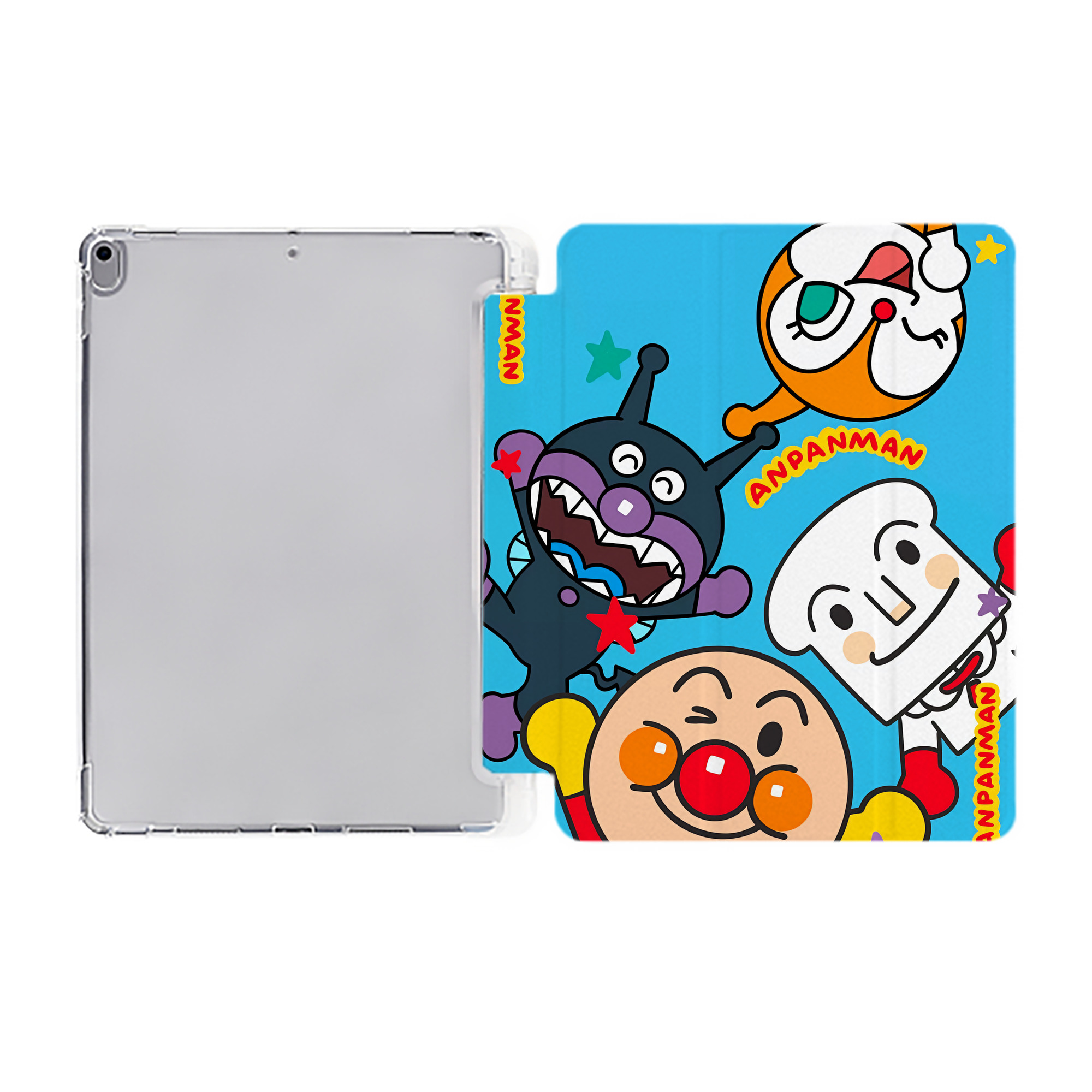（画像用） アンパンマン Anpanman IPad ケース ペン収納付き 三つ折りスタンド PUレザー×シリコン 対応機種9.5/10.5/10.9インチ